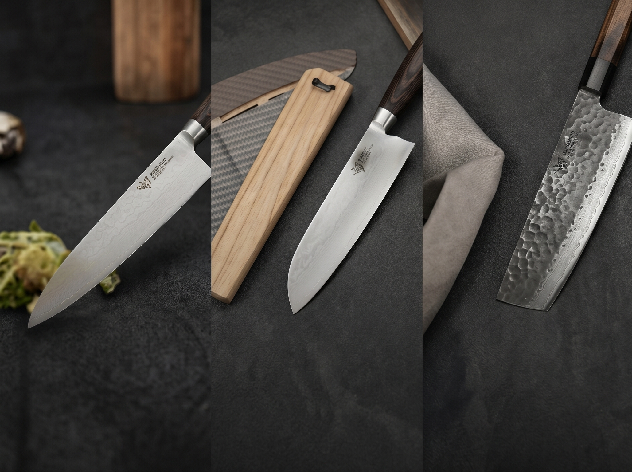 Kitchen chef knives collage photo
